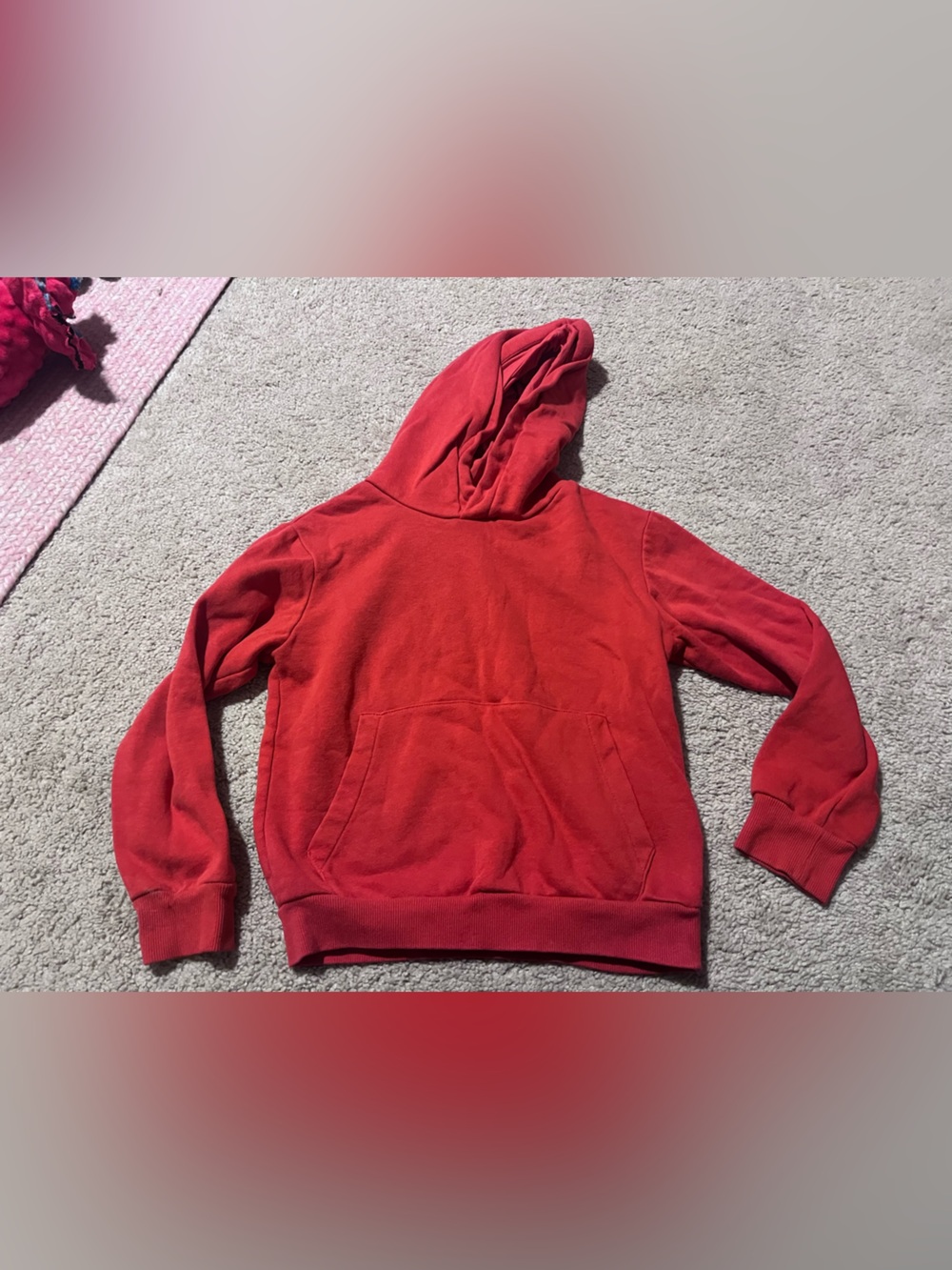 Kids Red Hooded Pullover Sweatshirt